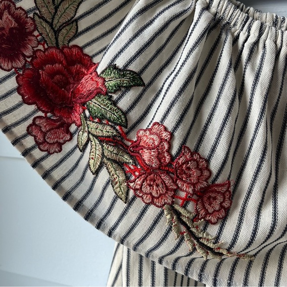 She + Sky Dress with Floral Embroidery Babydoll Minidress - Picture 3 of 6